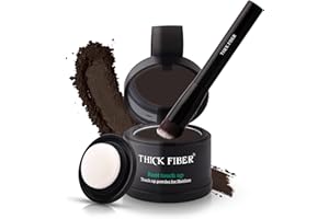 THICK FIBER Root Touch Up Powder - Water & Sweat Resistant Hair Loss Concealer Set for Thinning Hair Women, Includes Brush (Dark Brown)
