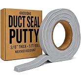 Duct Seal Putty, Waterproof Sealant Mastic for HVAC &amp; Pipe Openings, 3/8" Thick Moldable Gap Sealer, Flexible Duct Sealant for Wall Penetrations, Weather Resistant, 5 FT