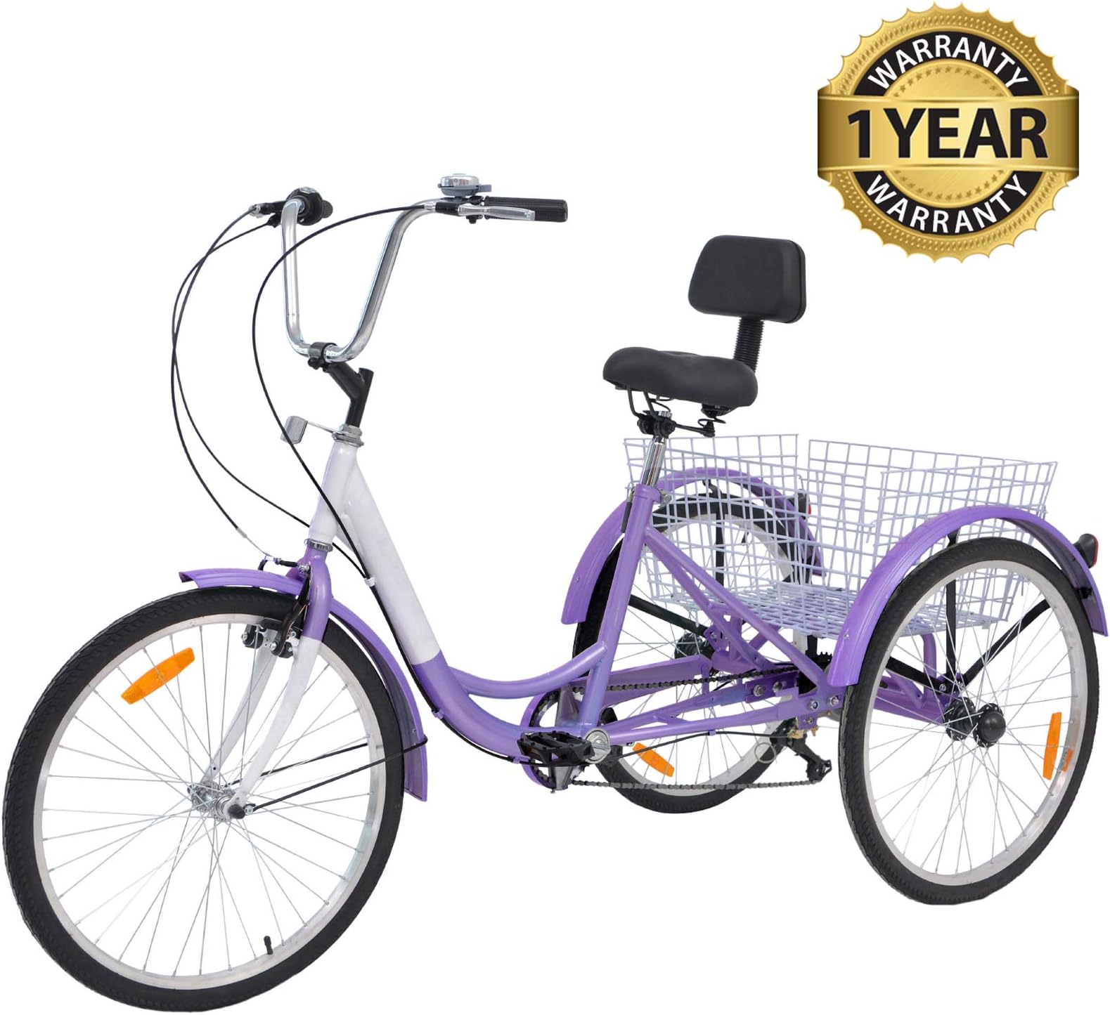Slsy Adult Tricycles 7 Speed, Adult Trikes 20/24 / 26 inch 3 Wheel Bikes, Three-Wheeled Bicycles Cruise Trike with Shopping Basket for Seniors, Women, Men.