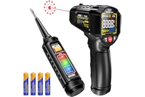 ANENG Infrared Thermometer, Color LCD Digital Non Contact Laser Temperature Gun,-58℉-1112℉(-50℃to 600℃),12:1 Distance Spot Ratio&B15 Voltage Tester for Industrial,Meat,Pizza Oven,Reptile,BBQ,Kitchen