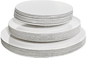 ONEMORE 30-Pack White Cake Board Rounds,Circle Cardboard Base Boards, 8, 10 and 12-Inch. Perfect for Cake Decorating, 10 of Each Size (White,30)