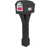 Simplay3 Classic Plastic Residential Mailbox &amp; Post Mount Combo Kit with 2 Access Doors - Black