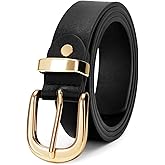 VONMELLI Women's Belt for Jean, Leather Belt for Women Dress Pant with Fashion Gold Buckle