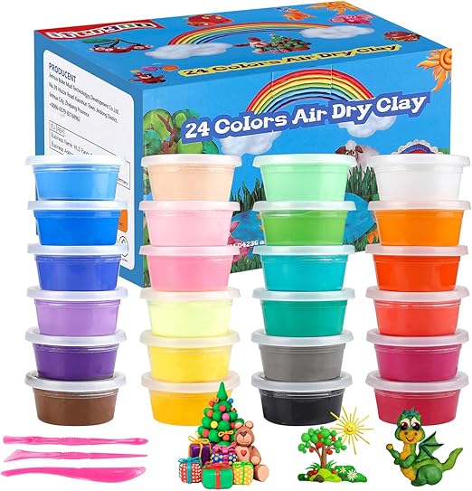 Air Dry Clay, 24 Colors Ultra Light Modeling Clay, iFergoo Magic Clay DIY Creative Modeling