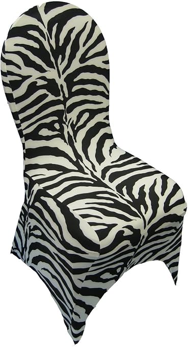 La Linen Spandex Dining Room Chair Cover Animal Print Zebra Print Pack Of 1 Black White Amazon Ca Home Kitchen