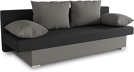 Schlafsofa Tina Inklusive Bettkasten Sofa Mit Schlaffunktion Bettsofa Couchgarnitur Couch Bett Schlafmobel Alova 10 04 Grau Schwarz Amazon De Kuche Haushalt
