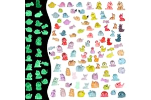 102Pcs Mini Resin Animals Bulk to Hide Luminous Mini Animals Glow in The Dark for DIY Garden Miniatures Dollhouse Combination