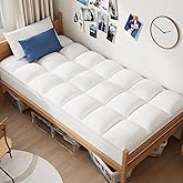ELEMUSE Twin XL Mattress Topper for College Dorm Room Essentials, Thick Extra Long Twin Mattress Pad for Back Pain Relief, Plush Pillowtop with Elastic Deep Pocket, Overfilled Down Alternative Filling