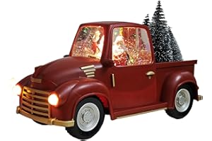 MERRYPULSE Red Pickup Truck Christmas Snow Globe, Resin Santa Claus Christmas Home Decoration