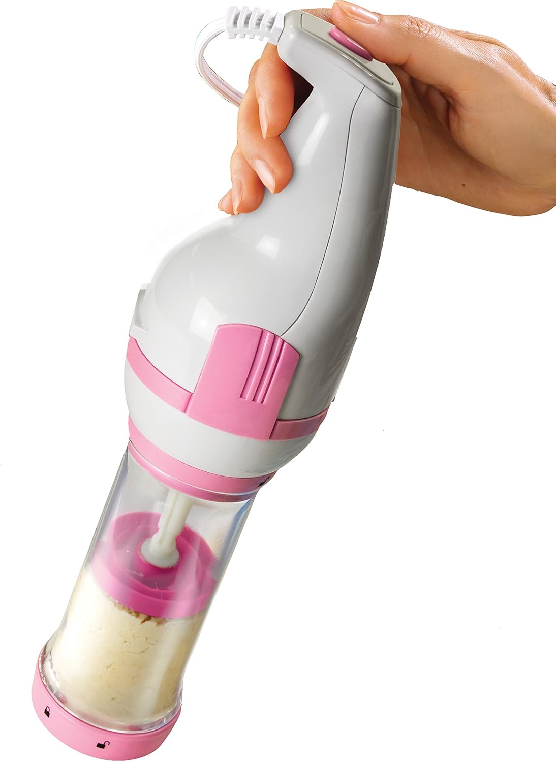 Nostalgia Electrics CDP200PINK Electric Cookie Press, White/Pink
