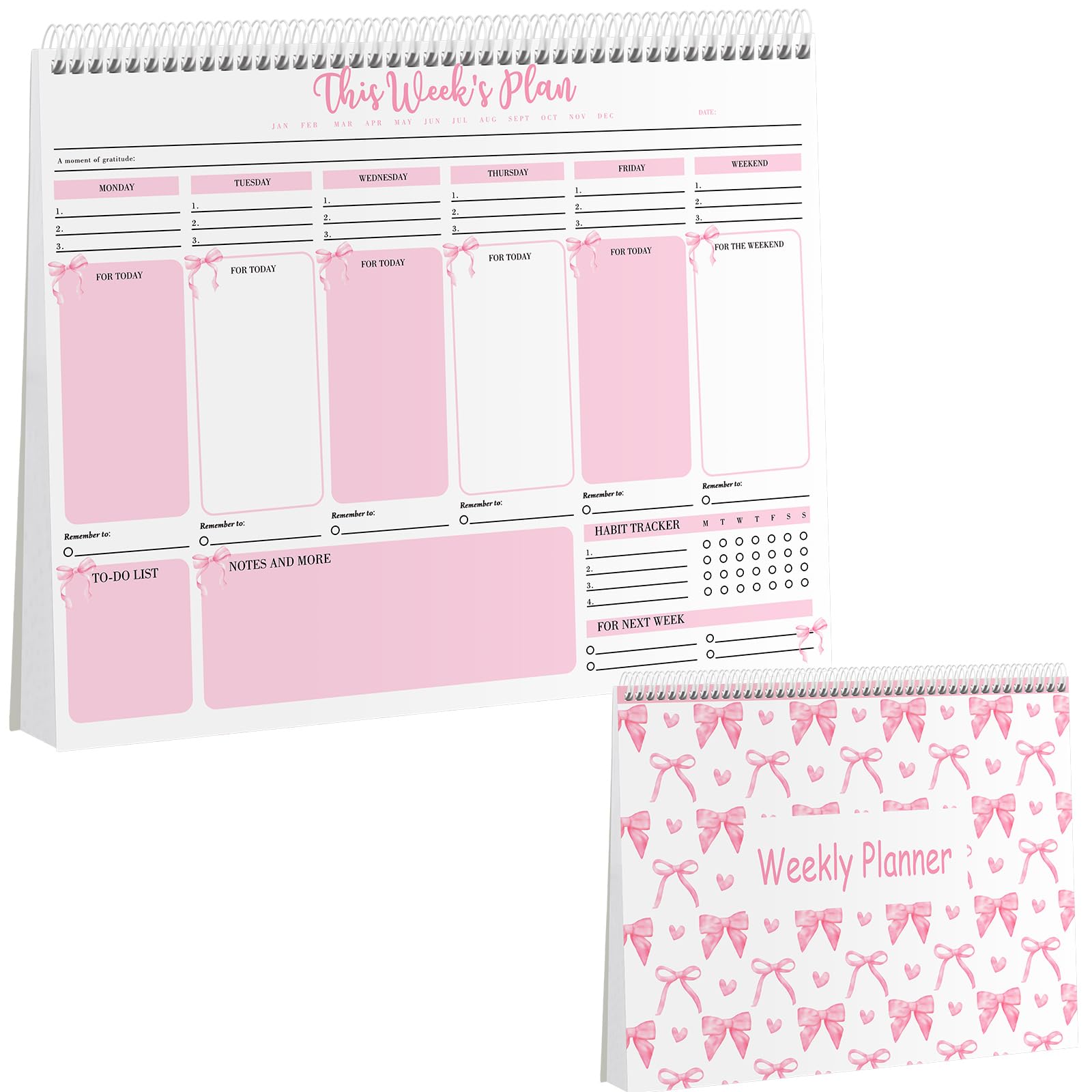 Photo 1 of Marspark Pink Bow Weekly To Do List Notepad 8.5 x 11 Inch Weekly Desk Planner with 52 Tear off Sheets Undated Calendar Organizing Habit Tracker, Goals & Schedules for Home School and Work