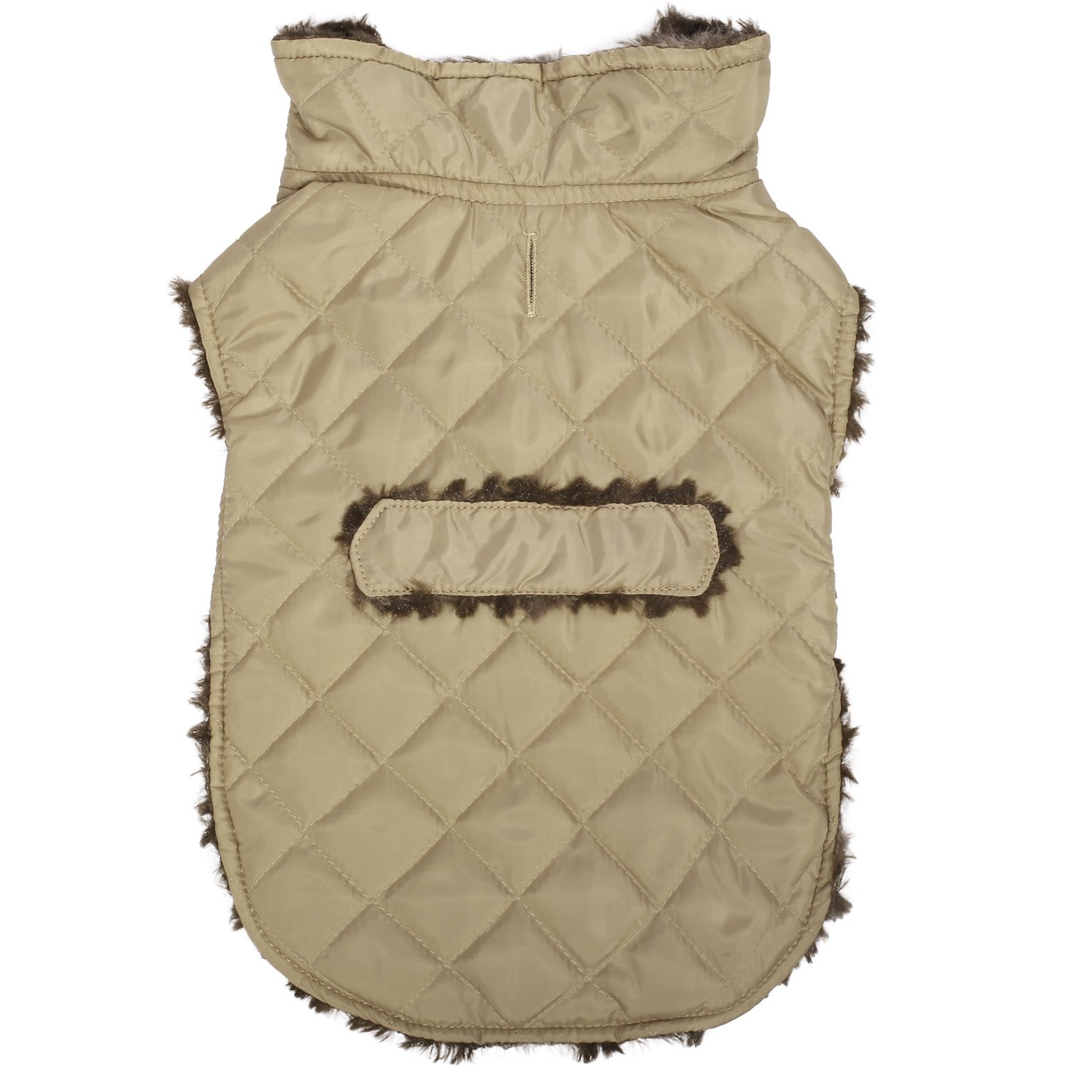 Pecute Dog Jacket Winter Warm Soft Fleece Liner Pet Vest with Strap Closure Light Tan L