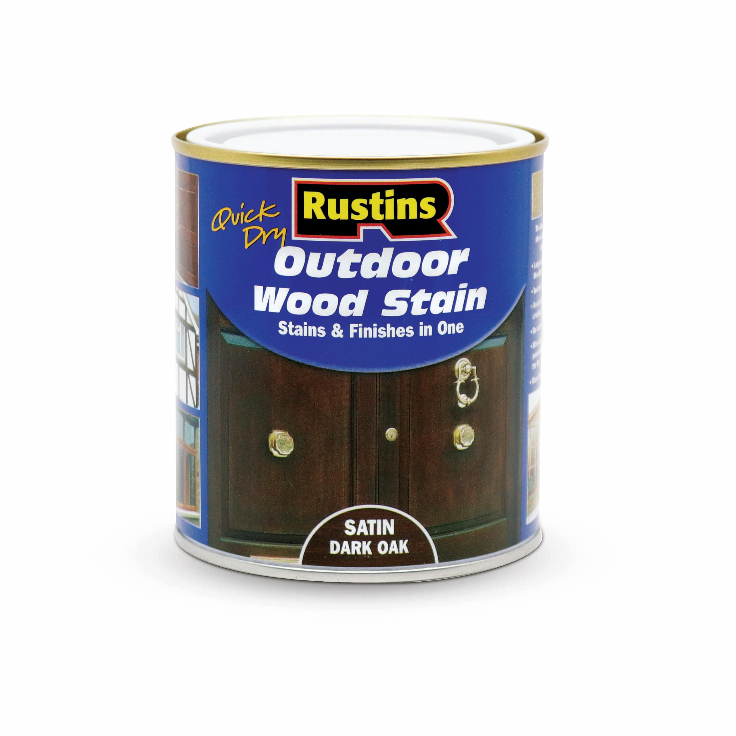 Rustins Quick Dry Outdoor Wood Stain Dark Oak 500ml- Durable and Weather-Resistant Finish, Fast Drying, Vibrant Color for Decks, Fences, & Furniture, Available in Many Wood Shades