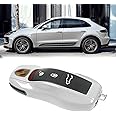 Jaronx Compatible with Porsche Key Fob Cover, Key Cover Shell Case Compatible with Porsche Cayenne Panamera Macan Cayman 911 (Chalk/Light Grey)