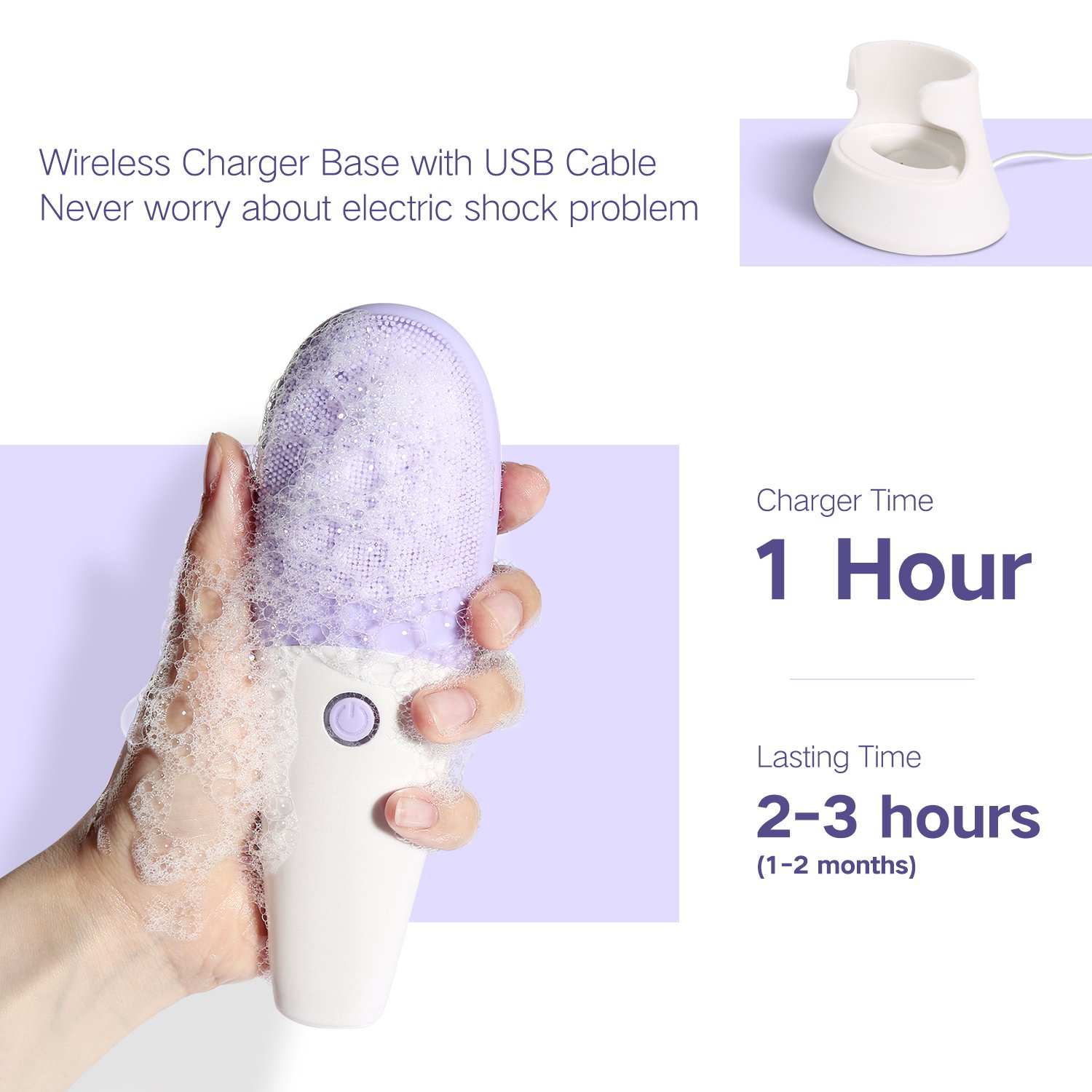 AceList Personalized Silicone Facial Cleansing Brush and Anti-Aging Eye Vibrating Massager with Heat Waterproof Face Brush Revitalising Massager, Deep Cleansing, Blackhead & Blemish Remove