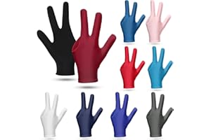 Shyyween 10 Pieces Three Fingers Billiard Gloves Universal Breathable Elastic Cue Sports Pool Gloves for Women or Men Left and Right Hand