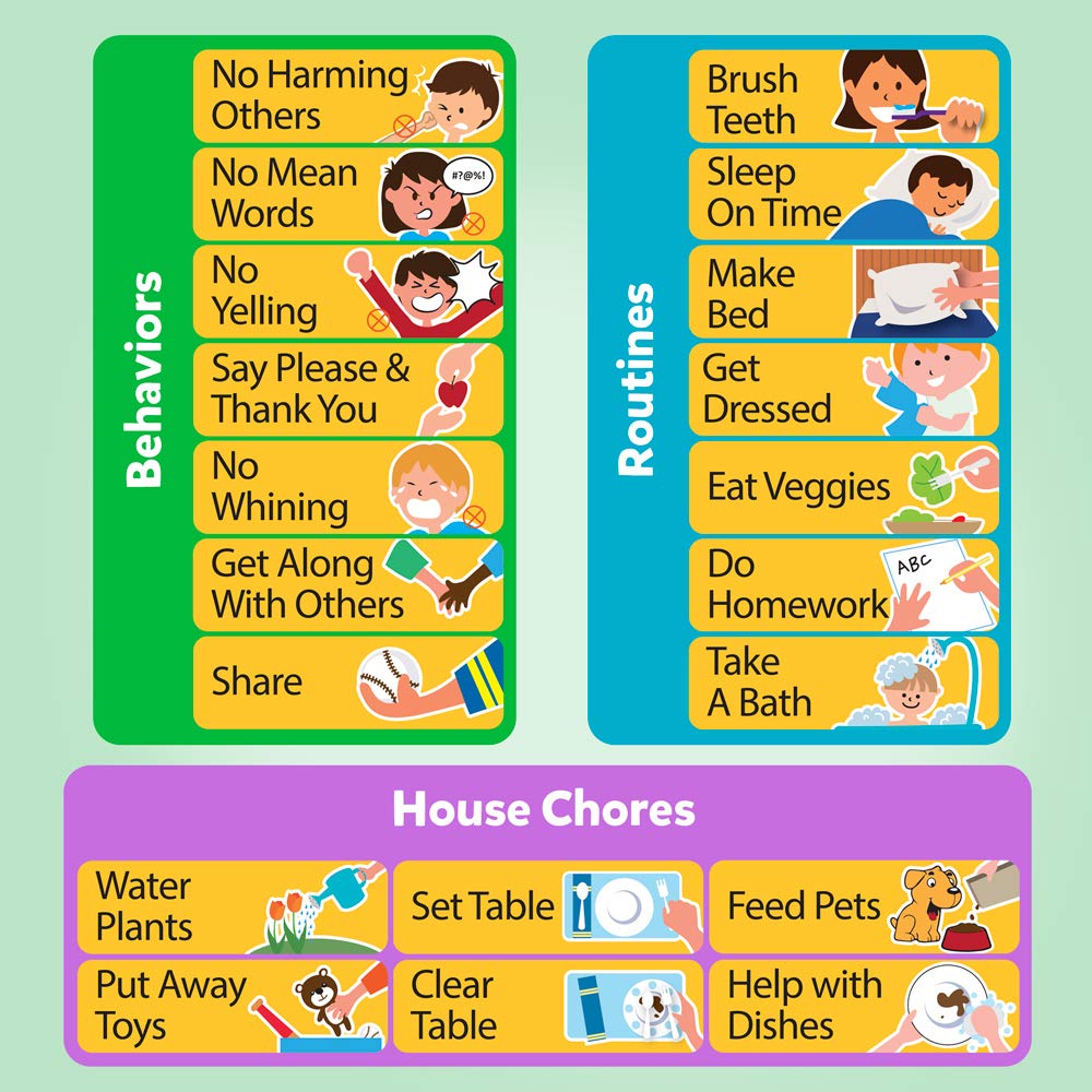D-FantiX Magnetic Responsibility Chart, Chore Chart for Multiple Kids, My Star Reward Chart Daily Routine Good Behavior Charts Dry Erasable for Toddlers at Home