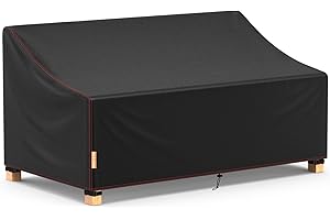 HOLDCOVER Patio Sofa Cover, 2-Seater Durable Outdoor Couch Covers Waterproof Winter, Patio Furniture Cover Loveseat, Outdoor Sofa Covers with Anti UV and No Tears, No Fading (Black, 60" W x 35" D x 35" H)