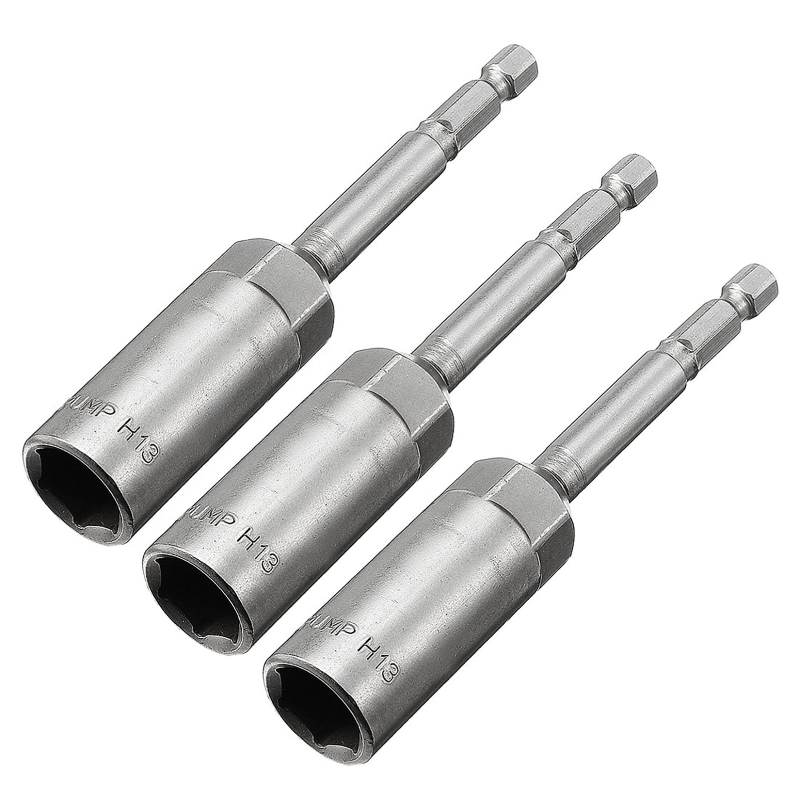 TA-VIGOR 3Pcs 13mm Nut Setter Driver Drill Bit Set, 1/4 inch Hex Shank Quick Change, 100mm Length Metric Nut Driver Set for Woodworking, Machine Maintenance, Auto Repairing, Furnitures, No-Magnetic