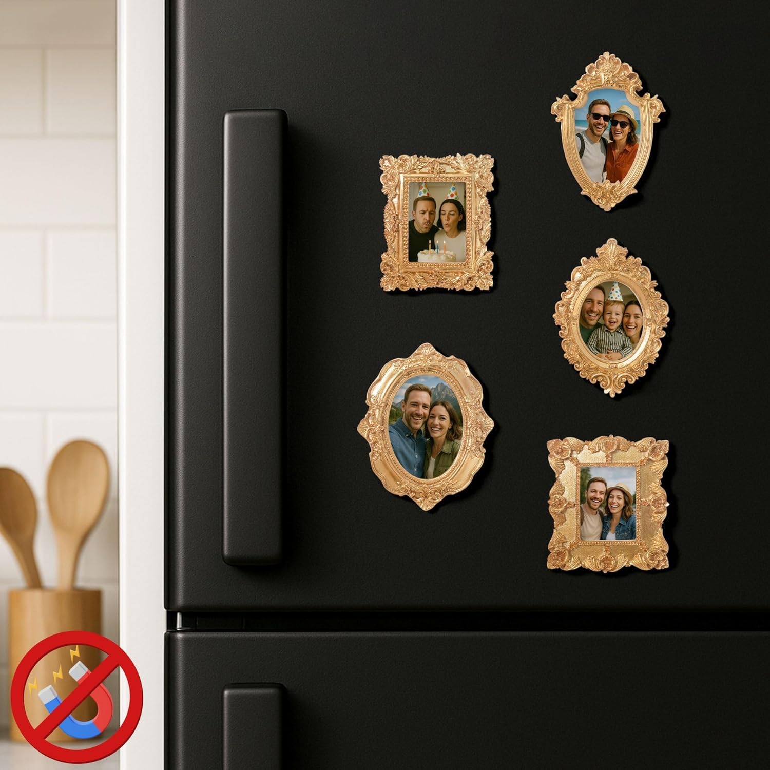 Photo 1 of *rose gold 97 Decor Small Gold Picture Frames Set - 5 Mini Vintage Frames For Galley Wall, Assorted Gold Vintage Picture Frame Bulk, Antique Ornate Miniature Frame (without Standing And Backing, Non-magnetic)