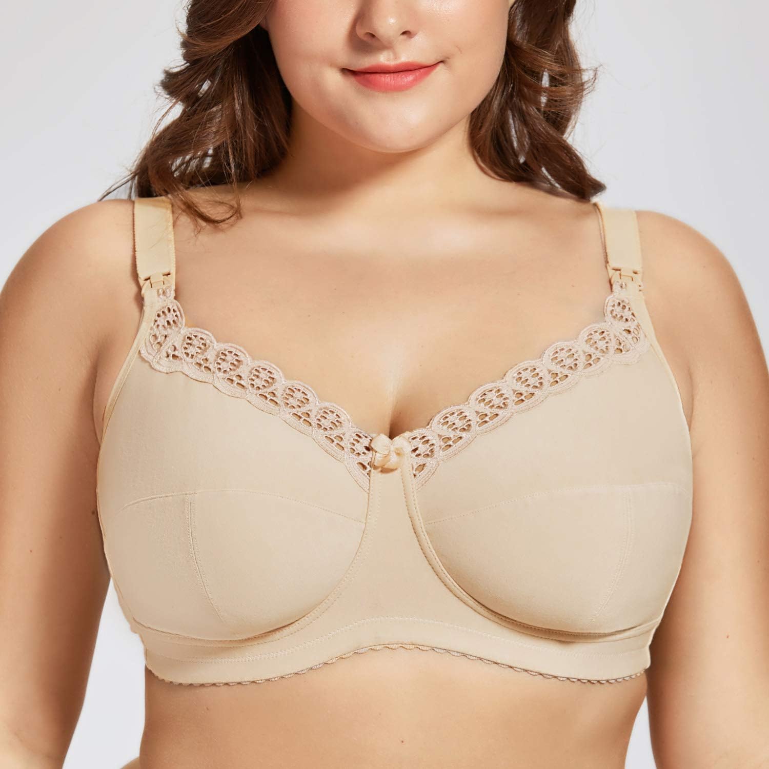 Gratlin Women's Cotton Wirefree Soft Plus Size Maternity Nursing Bra with Lace at  Women’s Clothing store