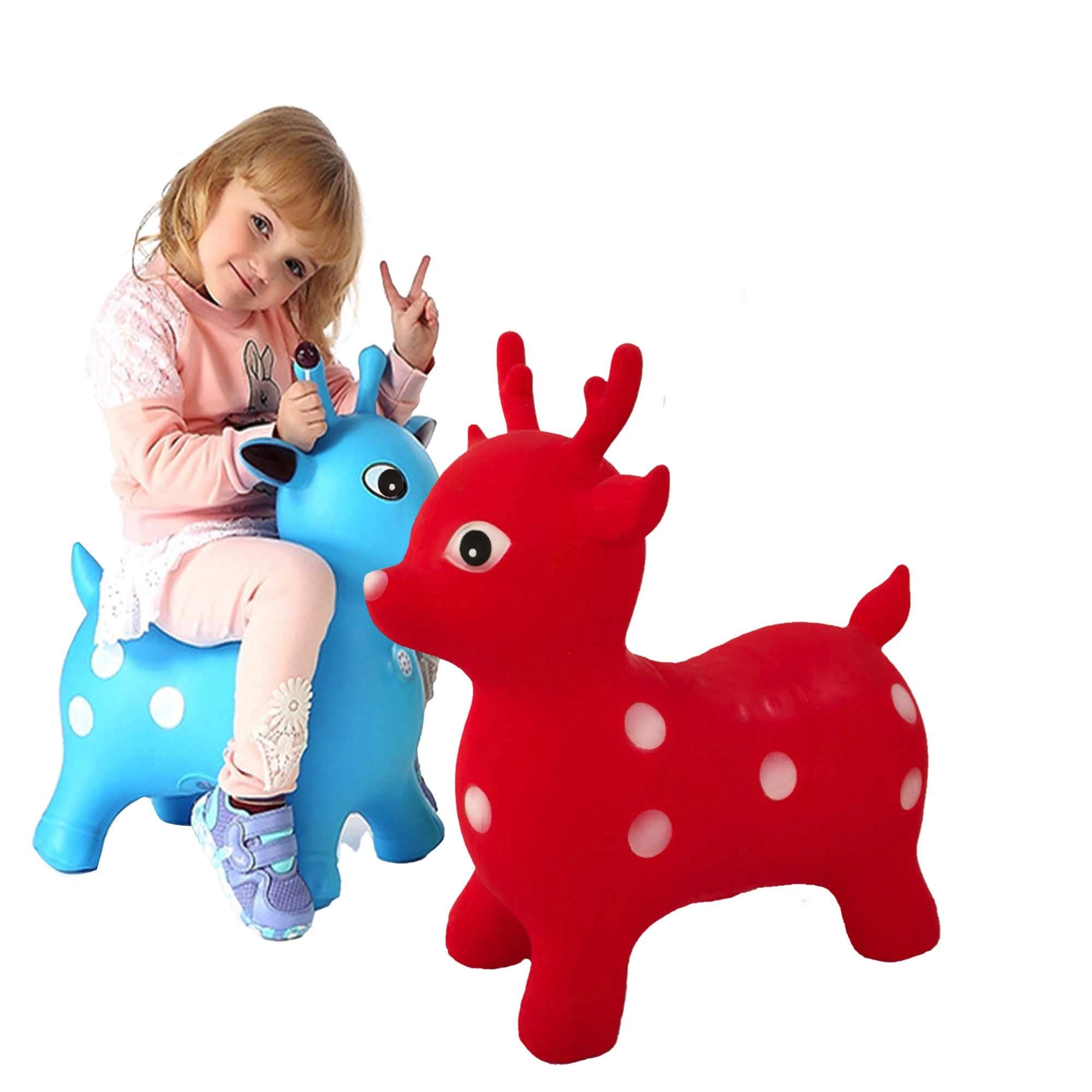 Orgrimmar TOY-LiST Bouncy Hopper Animal for Kids - Jumping Horse Inflatable Space Hopper Soft Ride On with Pump Bouncing for 18 Months Toddlers, Boys, Girls (Sika Deer)