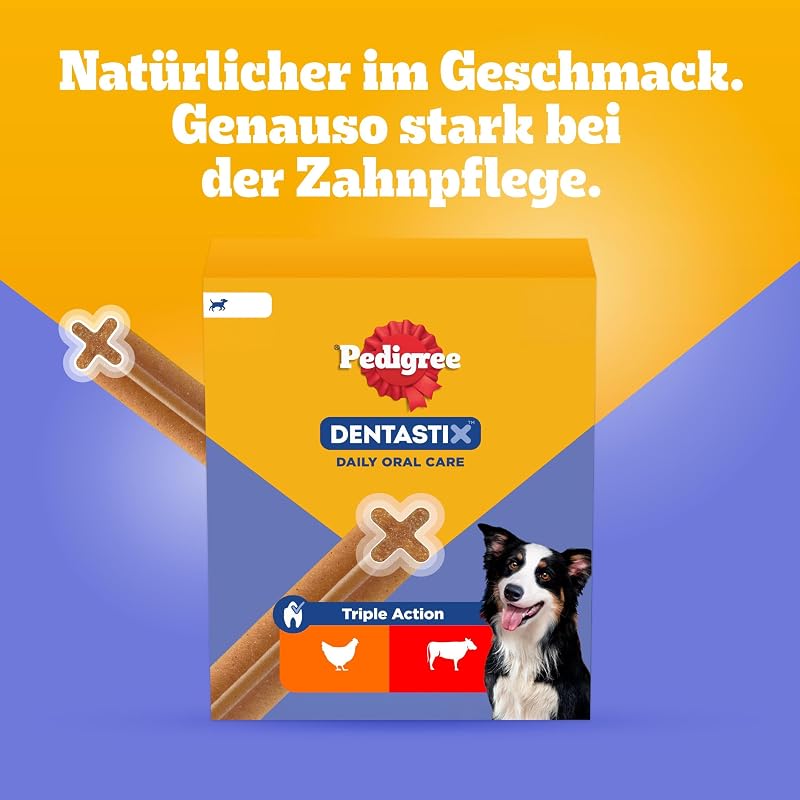 DentaStix Hundesnack für mittelgroße Hunde (10-25kg), Zahnpflege-Snack mit Huhn und Rind, 1 Packung je 56 Stück (1 x 1.44 kg)