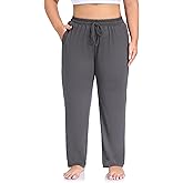 ZERDOCEAN Women's Plus Size Casual Yoga Pants Straight Leg Comfy Relaxed Joggers Lounge Pants Drawstring with Pockets