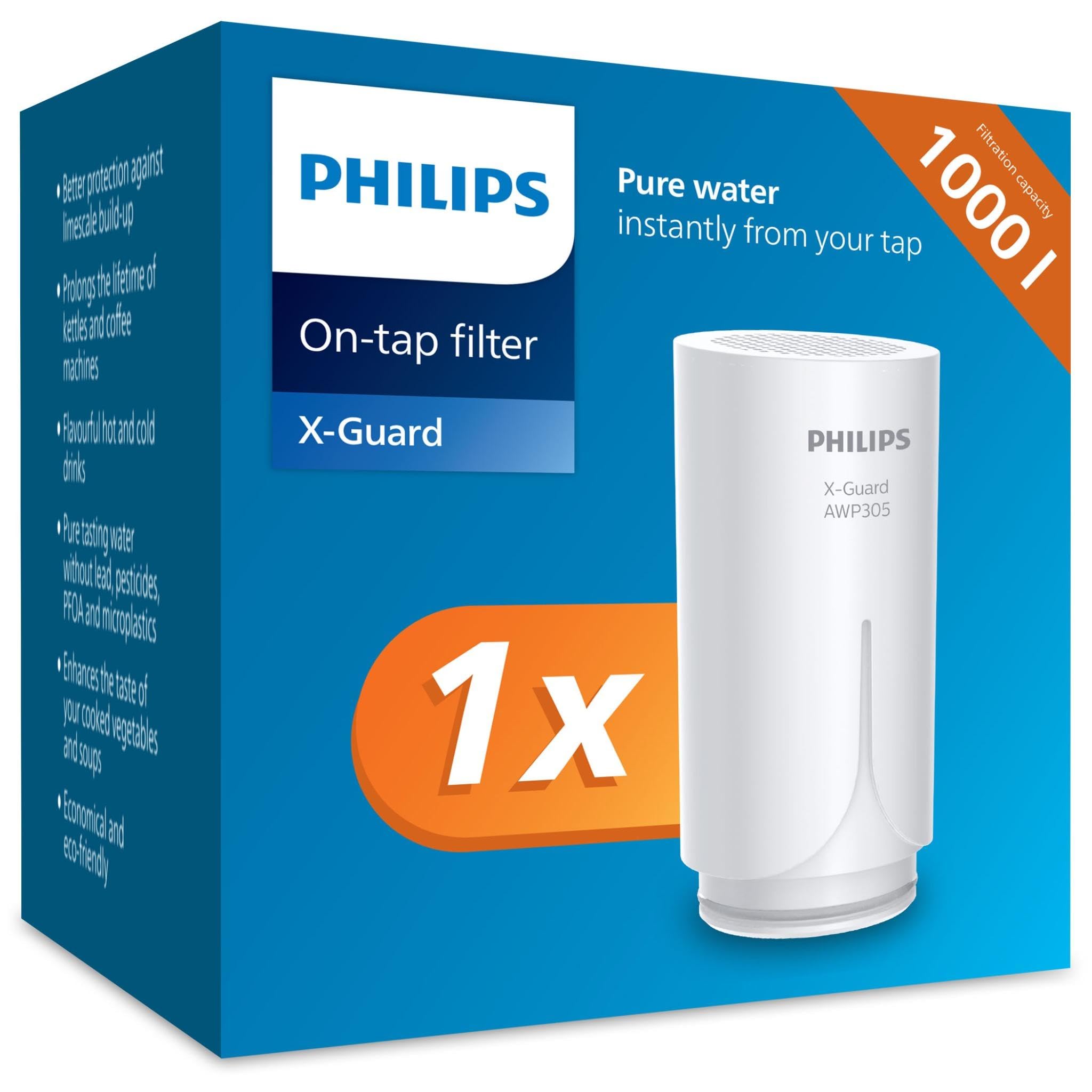 Philips Water Ontap Filter Cartridge AWP305/10, MICROFILTRATION, 1000 L filtration capacity, filters sediment, chlorine and other taste-impairing substances