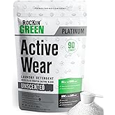 Rockin’ Green Active Wear Laundry Detergent - Unscented Laundry Detergent Powder & Odor Eliminator - Workout Clothes & Sportswear - Safe for Sensitive Skin - 90 Loads