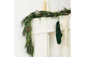 TRYTUNY Artificial Norfolk Pine Garland for Christmas Decorations, Realistic Faux Greenery Garlands with Pine Cone for Holiday Mantle Stair Indoor Outdoor Decor