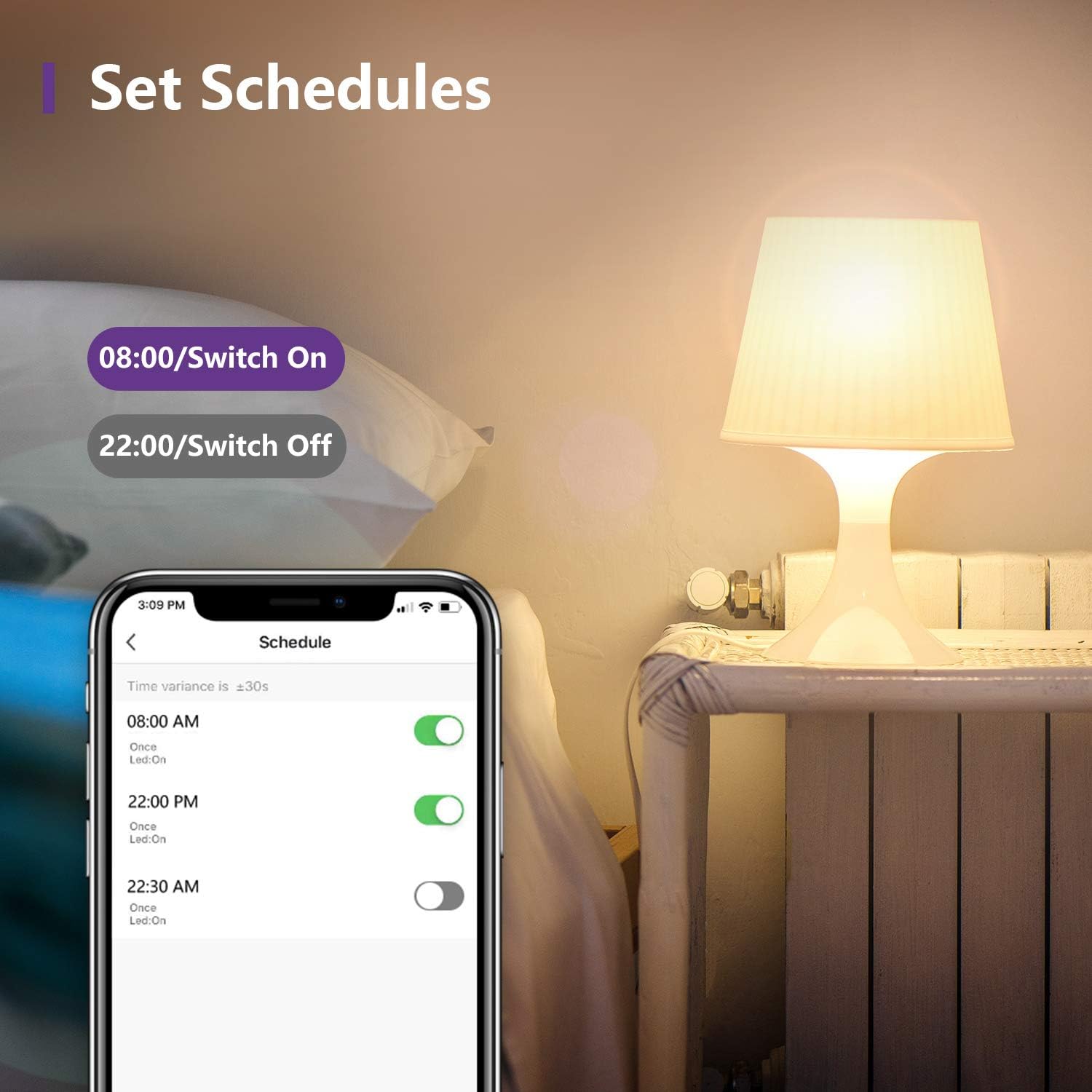 Smart Light Bulb Works with Alexa Google Home Siri, No Hub Required, NiteBird WiFi Dimmable 800 Lumen Warm White A19 E26 2700K LED Lights Bulbs, 8W (75W Equivalent), 4 Pack - - 