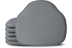 Shinnwa Windsor Chair Cushions 6 Pack, Non Slip Kitchen Seat Cushions, Farmhouse Chair Pads for Dining Chairs, 17 x 15.5 Inches, Grey
