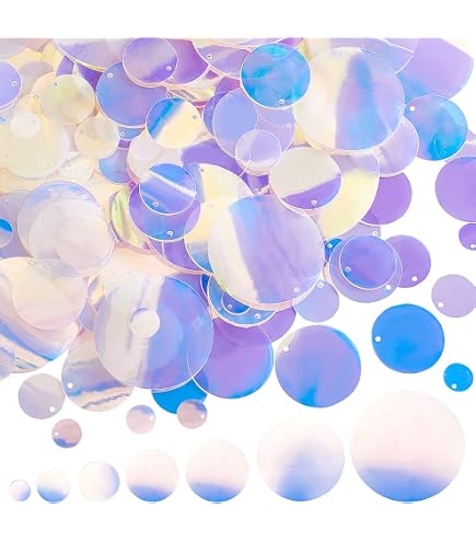 Paillettes Rondes Irisées 20 Mm – 400 Pièces, 4 Couleurs – PVC Avec Trou 4 Mm – Pour Bijoux, Déco, Couture, Fêtes