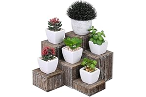 MOOCA Wooden 6 Pcs Square Risers for Display Jewelry and Accessories Display Stand Wooden Display Risers, Wood Jewelry Risers Wood Figurine Display Risers, Coffee