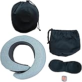 HRITJQOA Designed for The Comfort of Travel & Office, The Pillow for Plane, Car, Home, Work,Grey Ergonomic 360° Neck Support for Airplane Adults Memory Foam Travel Neck Pillow