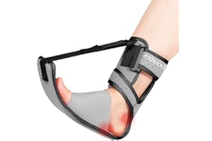 exhood Upgraded Plantar Fasciitis Night Splint, Adjustable Straps Plantar Fasciitis Relief, Supportive Foot Braces with Arch Cushion for Achilles Tendonitis, Foot Drop & Heel Spur Pain Relief Day & Night (Grey-Black Trim)