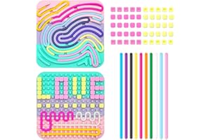 ZSFLZS 1 Pack Sensory Activity Board Silicone,Quiet Fidget Toys Calming Sensory Board,Sensory Toys for Kids with Autism,ADHD,Double-Side Silicone Fidget Toy for Stress Relief (Square Colorful)