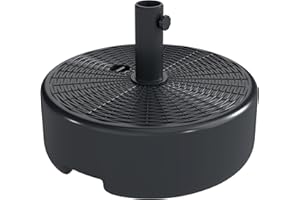 Outsunny Patio Umbrella Base, Heavy Duty Umbrella Stand Base, 44 lbs Water or 48 lbs Sand Filled for 1.5"/1.9" Poles, Garden 