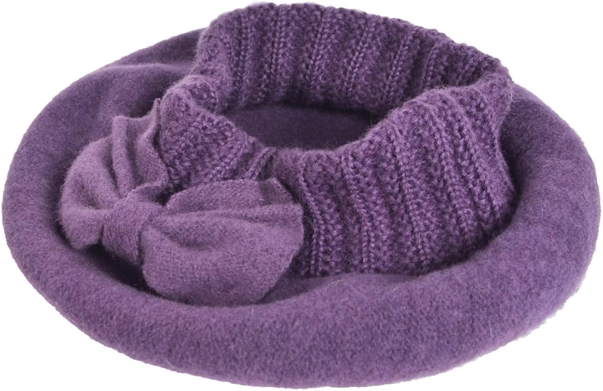 VECRY Lady French Beret 100% Wool Beret Dress Beanie Winter Hat (Purple) - Image 3