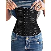 Youloveit Women's Waist Trainer Corset for Everyday Wear Steel Boned Tummy Control Body Shaper with Adjustable Hooks