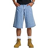 JMIERR Mens A-Line Baggy Jeans Shorts Wide Leg Casual Loose Fit Y2K Streetwear Denim Shorts