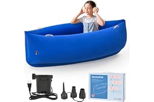 OUTREE Upgraded Sensory Chair for Kids — 60" Sensory Pod Inflatable Peapod for Children, Includes Electric Air Pump,Sensory Toys Giftfor Kids with Autism,Blue