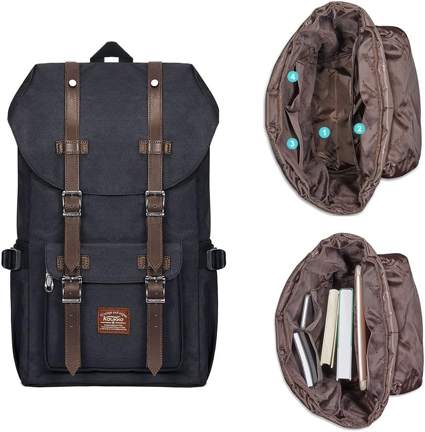 KAUKKO Rucksack Studenten Backpack 17 Zoll für 15" Notebook Lässiger Daypacks Schüler Bag Wandern Casual Daypack, 47 cm - Image 5