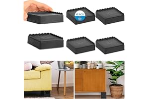EGTTGIN Bed Risers 1 inch, 2 inch, 3 inch, 4 inch Heavy Duty, Adjustable Furniture Riser for Table Desk Couch Sofa Chair Recliner Leg Frame Dorm, Stackable Bed Raisers Blocks (Black 4 Pack, 1 inch)