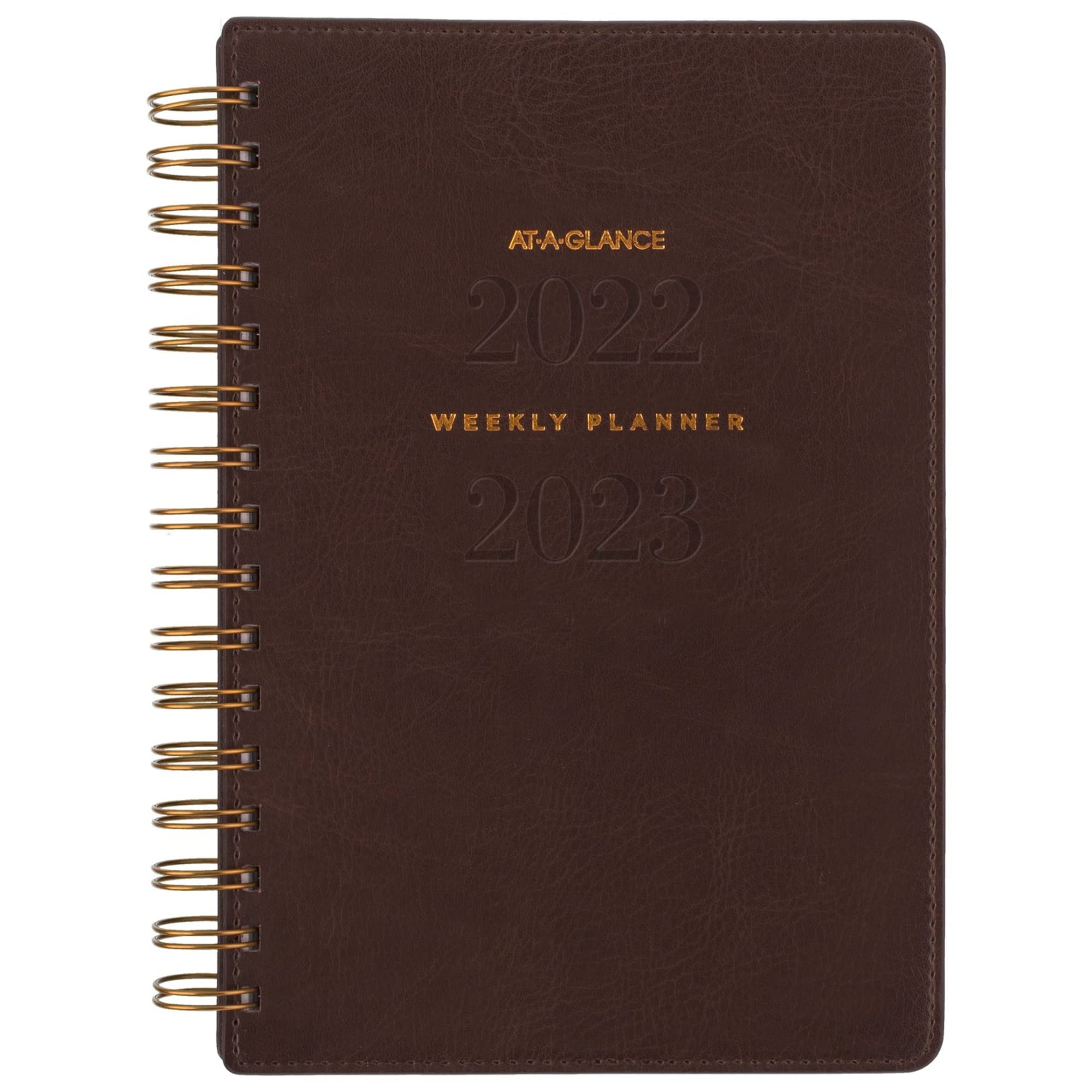 AT-A-GLANCE 2022-2023 Planner, Weekly & Monthly Academic, 5-1/2" x 8-1/2", Small, Signature Collection, Brown (YP200A25)