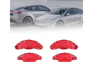 Qingchijun Tesla Model Y Juniper Accessories Red Brake Caliper Covers for 2025 2026 Tesla Juniper Model Y 19 20 Inch Wheel Front and Rear Brake Caliper Covers for Model Y Juniper Brake Caliper(4pcs)