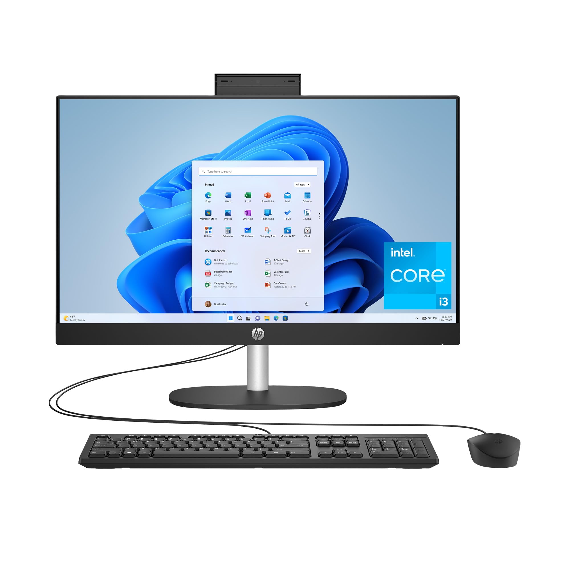HP 23.8 inch All-in-One Desktop PC, FHD Display, Intel Core i3-N300, 8 GB RAM, 256 GB SSD, Intel UHD Graphics, Windows 11 Home, Jet Black, 24-cr0430 (2025)