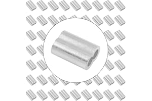 Auvotuis 150Pcs Aluminum Crimping Loop Sleeve, 3/32 Inch (2.5mm) Wire Rope Sleeve for Wire Rope and Cable