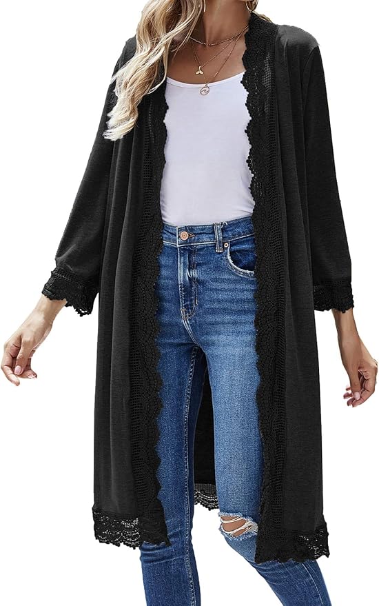 Long Black Cardigans for Women Casual Loose Wrap Duster Shrugs Trendy Clothes 3XL Amazon.ca
